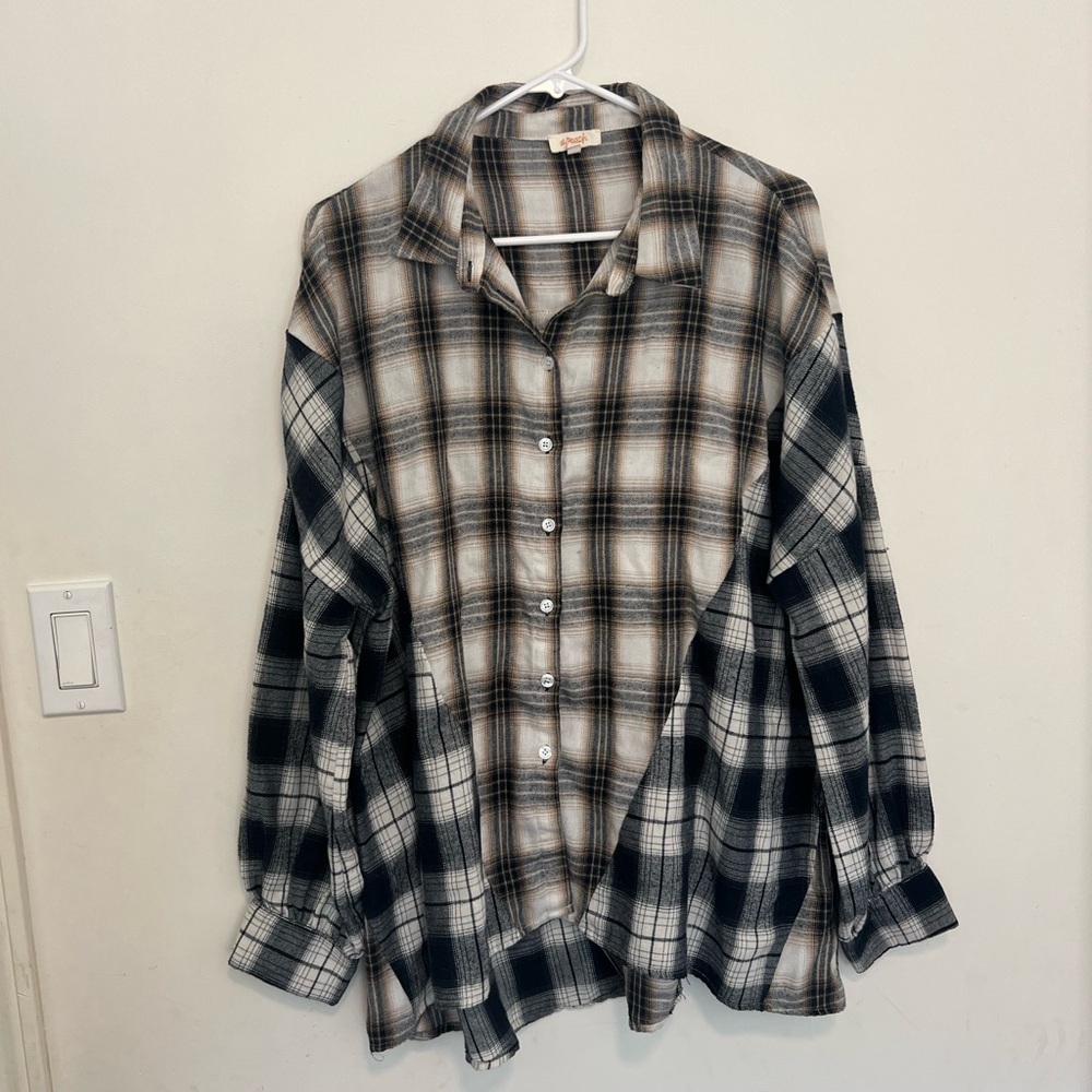 Oversized plaid button down